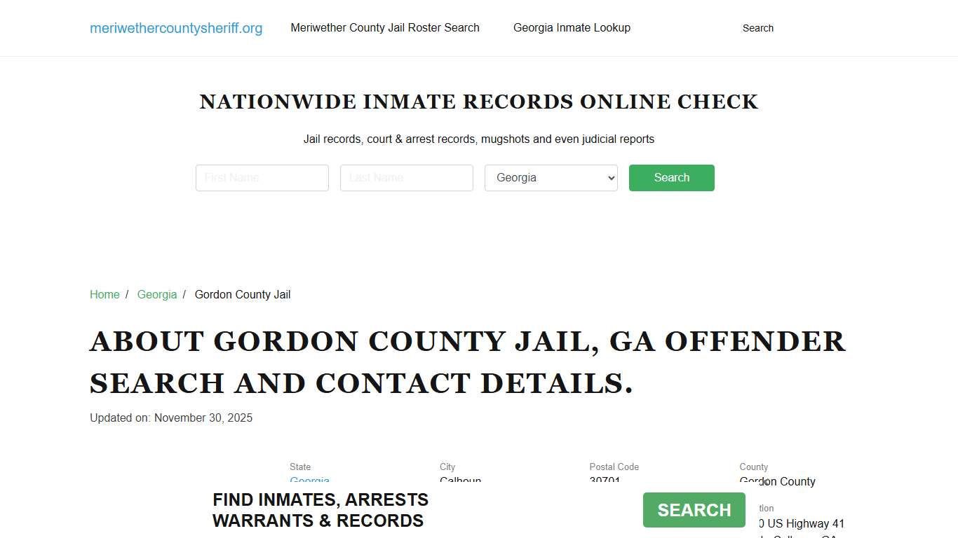 Gordon County Jail, GA Offender Search, Contacts.